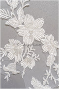 romantischer Blumen-Spitzenaufnäher / Baumwollblumen Applikation / Hochzeitskleid Spitzenapplikation / Brautblumen Applikation// A22-258
