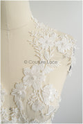 romantischer Blumen-Spitzenaufnäher / Baumwollblumen Applikation / Hochzeitskleid Spitzenapplikation / Brautblumen Applikation// A22-258