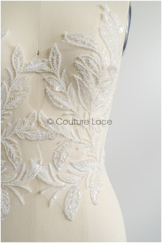 romantischer Blumen-Spitzenaufnäher / Baumwollblumen Applikation / Hochzeitskleid Spitzenapplikation / Brautblumen Applikation// A22-256
