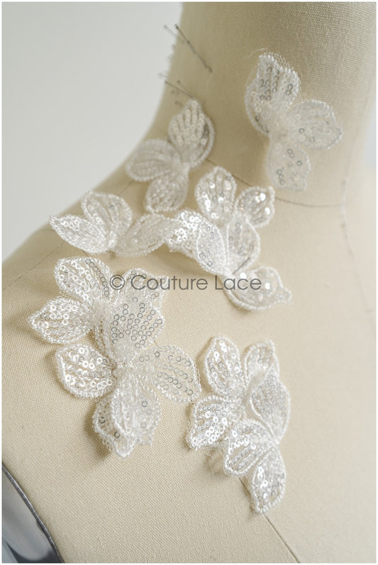 10pcs. Lace flowers for sewing/ 3D flower lace applique/ wedding dress lace applique/ bridal lace// A22-254