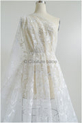 Romantischer Braut Spitzenstoff Off-White/ floraler Couture Spitzenstoff/ Braut bestickte Spitze// L22-010