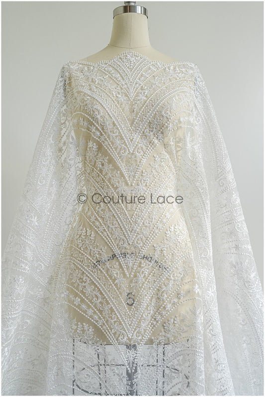 Romantischer Braut Spitzenstoff Off-White/ Boho Couture Spitzenstoff/ Braut Spitze// L22-430