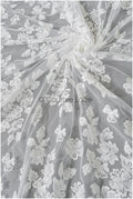 Beautiful lace fabric off-white/ floral tulle fabric/ couture lace fabric/ bridal lace// L22-439