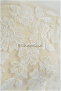Beautiful lace fabric off-white/ floral tulle fabric/ couture lace fabric/ bridal lace// L22-439