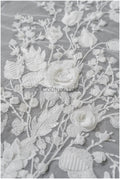 Wunderschöner floraler Spitzenstoff mit 3D Blumen/ Braut Couture Spitzenstoff mit Pailletten/ Brautspitze mit 3D Blumen// L22-441