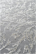 Schwere Perlen Brautspitze Silber/ Couture Spitzenstoff/ Perlenhochzeitsspitze mit Silberperlen// L22-445