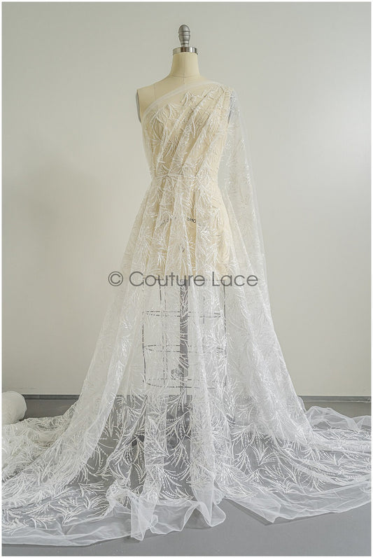 Perlen Braut Spitze Off-White/ Perlen Spitzenstoff/ Perlen Btrautspitze Stoff/ Couture Spitze// L22-446
