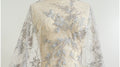 romantischer hellblau-grauer Spitzenstoff mit floralem Muster/ floraler Couture Spitzenstoff/ weich grauer farbbestickter Spitzenstoff// L22-442