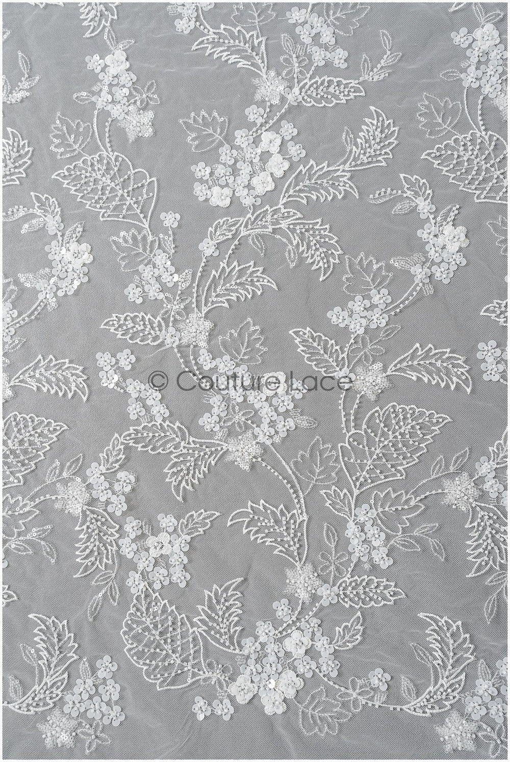 Floral pearl lace fabric off-white/ Couture lace fabric with pearls &amp; sequins/ Bridal lace with flowers// L22-450