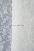 Floral pearl lace fabric off-white/ Couture lace fabric with pearls &amp; sequins/ Bridal lace with flowers// L22-450