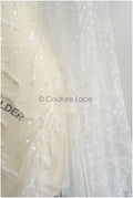 Perlen Braut Spitzenstoff Off-White/ Perlen Spitze Stoff/ Couture Spitzenstoff/ Brautspitze// L22-447