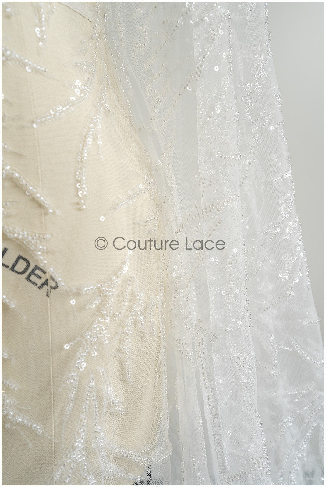 Perlen Braut Spitzenstoff Off-White/ Perlen Spitze Stoff/ Couture Spitzenstoff/ Brautspitze// L22-447