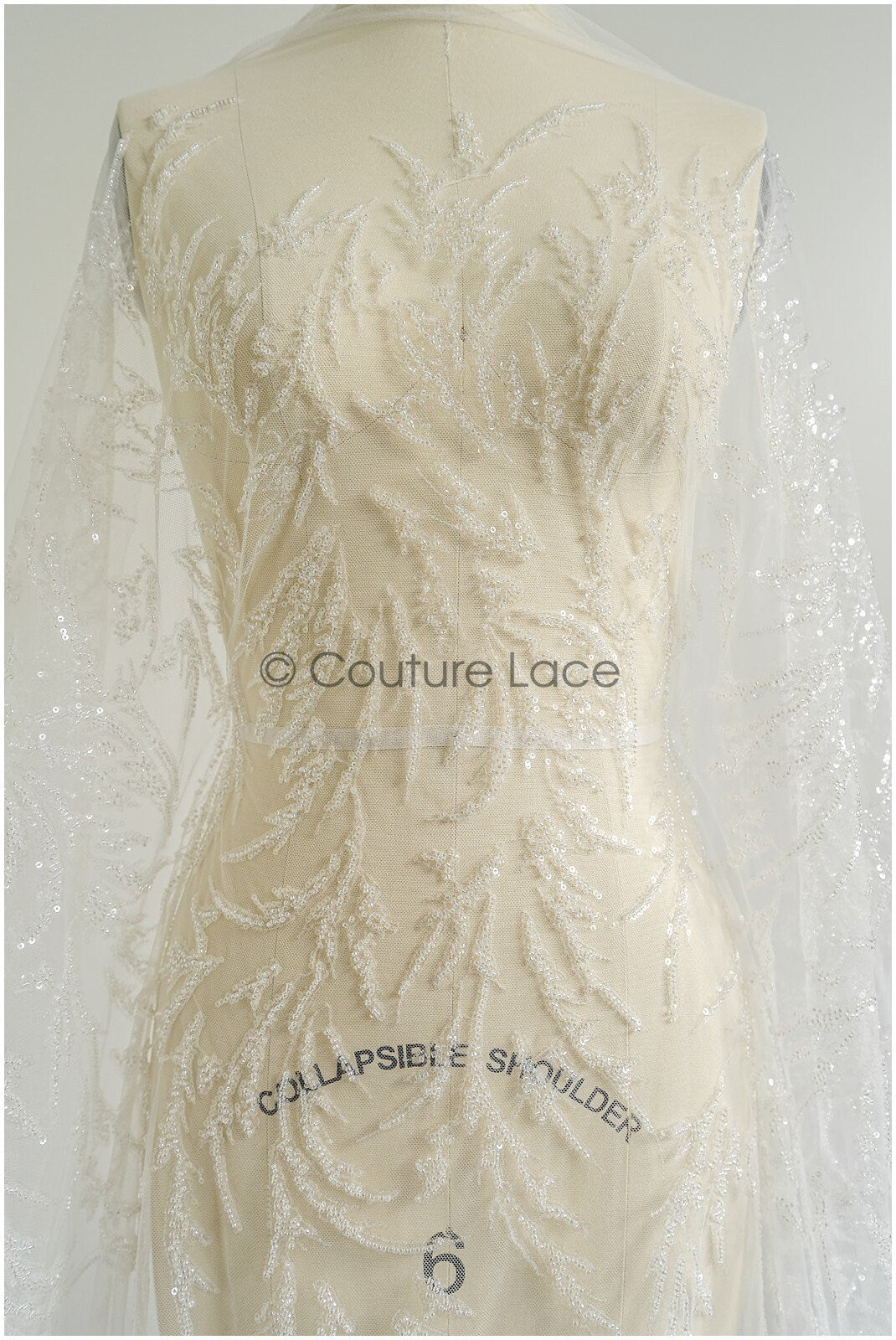 Perlen Braut Spitzenstoff Off-White/ Perlen Spitze Stoff/ Couture Spitzenstoff/ Brautspitze// L22-447