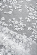 Floral pearl lace fabric off-white silver/ Bridal lace fabric with pearls &amp; sequins/ Bridal lace with flowers// L22-451