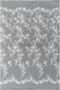 Wunderschöner 3D Blumen Spitzenstoff Off-White/ Braut Couture Spitzenstoff/ 3D Brautspitze mit Ästen & Blättern// L22-452
