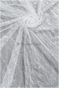 Pailletten Spitzenstoff mit Wellenmuster/ Couture Spitzenstoff Off-White/ Braut Spitzenstoff mit Pailletten// L22-455