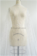Pailletten Spitzenstoff mit Wellenmuster/ Couture Spitzenstoff Off-White/ Braut Spitzenstoff mit Pailletten// L22-455