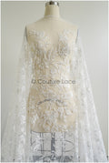 Floral lace fabric with pearls &amp; sequins/ Bridal lace off-white/ Bridal lace with pearl flowers// L22-457