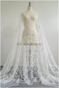 Floral lace fabric with pearls &amp; sequins/ Bridal lace off-white/ Bridal lace with pearl flowers// L22-457