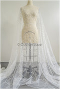 Floral lace fabric with sequins/ Couture lace fabric off-white/ delicate lace fabric with branches// L22-462