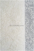 Floral lace fabric with sequins/ Couture lace fabric off-white/ delicate lace fabric with branches// L22-462