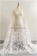 Romantischer floraler Spitzenstoff/ hochwertig bestickter Braut Spitzenstoff/ Off-White Spitzenstoff// L22-285B