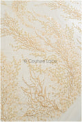 Beautiful champagne pearl lace fabric with small leaves, couture lace fabric with pearls and sequins, champagne pearl fabric// L22-484