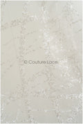 Schwerer Spitzenstoff mit Linien/ Couture Spitzenstoff mit Perlen & Pailletten/ Couture Spitzenstoff Off-White// L22-480