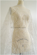 Wunderschöner Spitzenstoff mit Wellenmuster/ Couture Spitzenstoff Off-White/ Braut Wellenspitze// L22-464