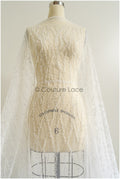 Beautiful pearl lace fabric with lines/ Couture lace fabric with pearls &amp; sequins/ Bridal lace off-white// L22-467