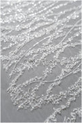 Beautiful pearl lace fabric with lines/ Couture lace fabric with pearls &amp; sequins/ Bridal lace off-white// L22-467