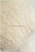 Beautiful pearl lace fabric with lines/ Couture lace fabric with pearls &amp; sequins/ Bridal lace off-white// L22-467