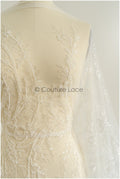 Perlen Spitzenstoff Off-White/ Couture Spitzenstoff mit Perlen & Pailletten/ Braut florale Spitze// L22-468