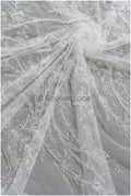 Perlen Spitzenstoff Off-White/ Couture Spitzenstoff mit Perlen & Pailletten/ Braut florale Spitze// L22-468