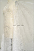 Heavy lace fabric with lines/ Couture lace fabric with beads &amp; sequins/ Couture lace fabric off-white// L22-472