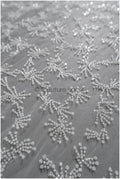 Beautiful pearl lace fabric/ Couture lace fabric with pearls &amp; sequins/ Bridal lace off-white// L22-474