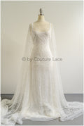 Schwerer Spitzenstoff mit Linien/ Couture Spitzenstoff mit Perlen & Pailletten/ Couture Spitzenstoff Off-White/ Brautspitze// L22-490