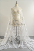 1.3yds/ 1.2m - Romantic bridal lace fabric/ floral couture lace fabric / L22-269B-REST-1.2Yds