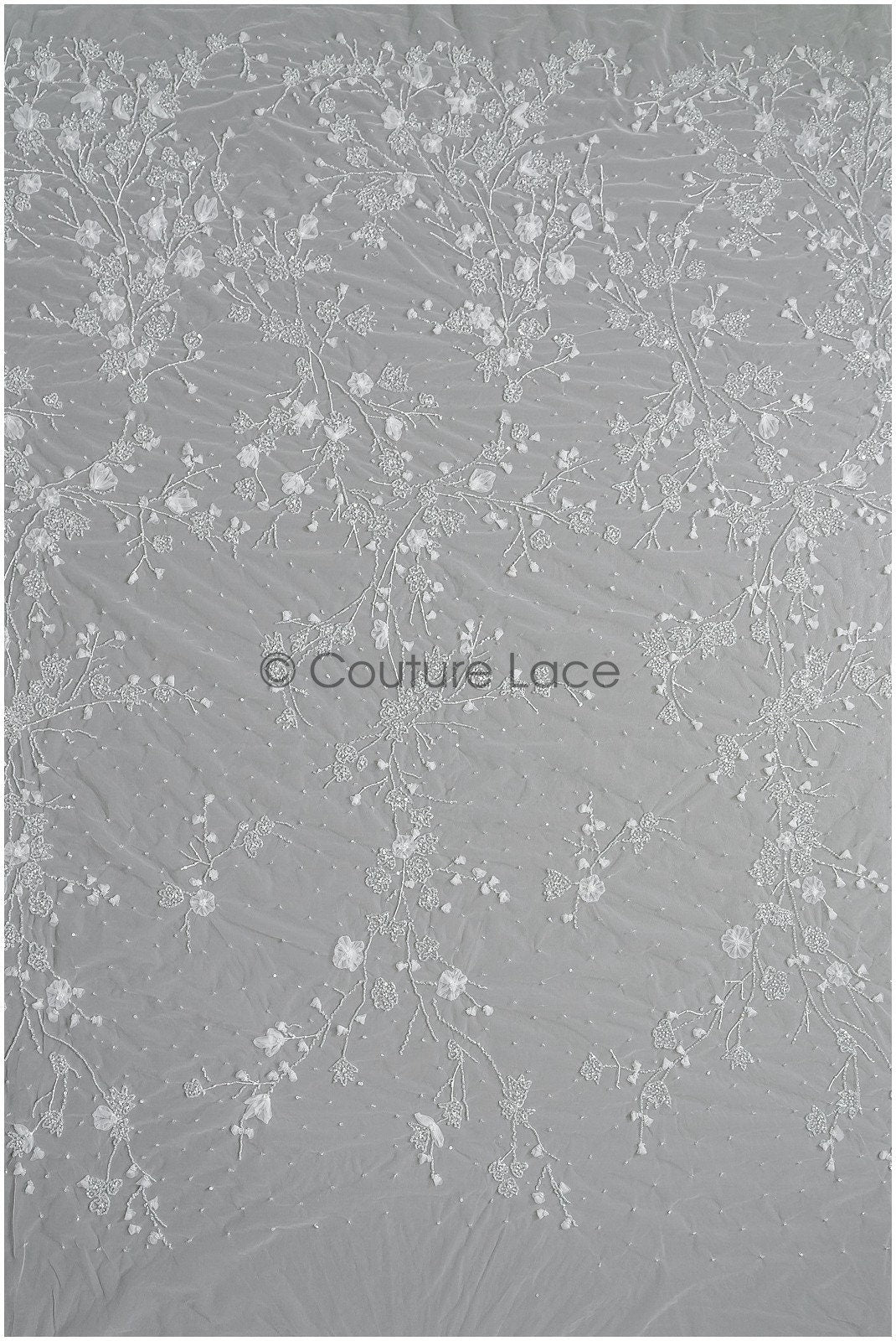 3D flower lace fabric/ pearl bridal fabric/ romantic flower lace fabric with 3D flowers/ wedding lace fabric // L22-476
