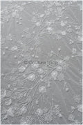3D flower lace fabric/ pearl bridal fabric/ romantic flower lace fabric with 3D flowers/ wedding lace fabric // L22-476