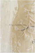 Schwerer Spitzenstoff mit Linien/ Couture Spitzenstoff mit Perlen & Pailletten/ Couture Braut Spitzenstoff/ Brautspitze// L22-494