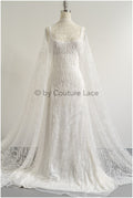 Schwerer Braut Spitzenstoff mit verschnörkelten Muster/ Perlenspitze Off-White/ Couture Spitzenstoff/ Brautspitze// L22-495
