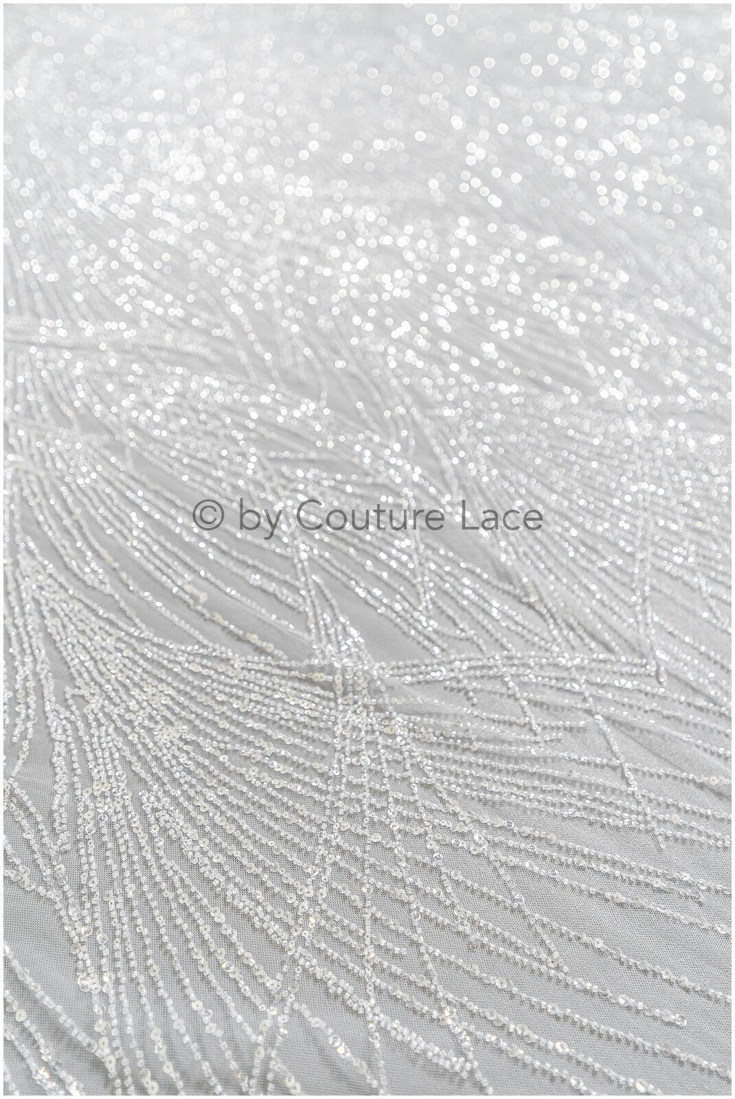 Glitter pearls lace fabric with lines/ Couture lace fabric with pearls/ Couture lace fabric/ Bridal lace// L22-142B
