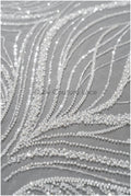 1.5yds Glitter Beaded Lace Fabric with Lines/ Couture Lace Fabric with Beads/ Couture Lace Fabric Off-White// L22-499 (Copy)