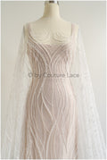 1.5yds Glitter Beaded Lace Fabric with Lines/ Couture Lace Fabric with Beads/ Couture Lace Fabric Off-White// L22-499 (Copy)