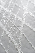 Schwerer Spitzenstoff mit Linien/ Couture Spitzenstoff mit Perlen & Pailletten/ Couture Spitzenstoff Off-White// L22-480