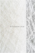 Schwerer Spitzenstoff mit Linien/ Couture Spitzenstoff mit Perlen & Pailletten/ Couture Spitzenstoff Off-White// L22-480