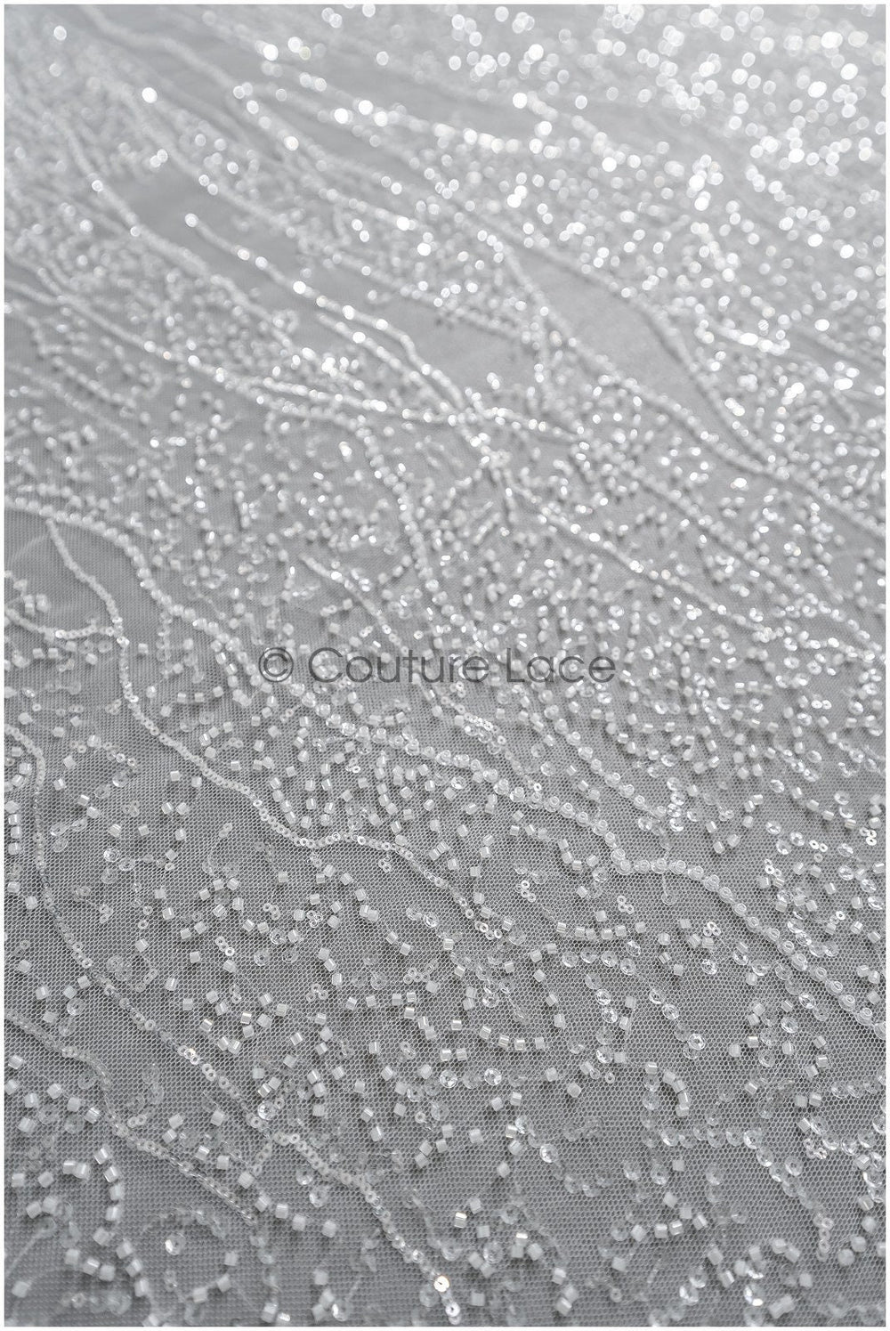 Beautiful pearl lace fabric with lines/ Couture lace fabric with pearls &amp; sequins/ Bridal lace// L22-459