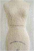 Beautiful pearl lace fabric with lines/ Couture lace fabric with pearls &amp; sequins/ Bridal lace// L22-459