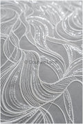 Wunderschöner Spitzenstoff mit Wellenmuster/ Couture Spitzenstoff Off-White/ Braut Wellenspitze// L22-464